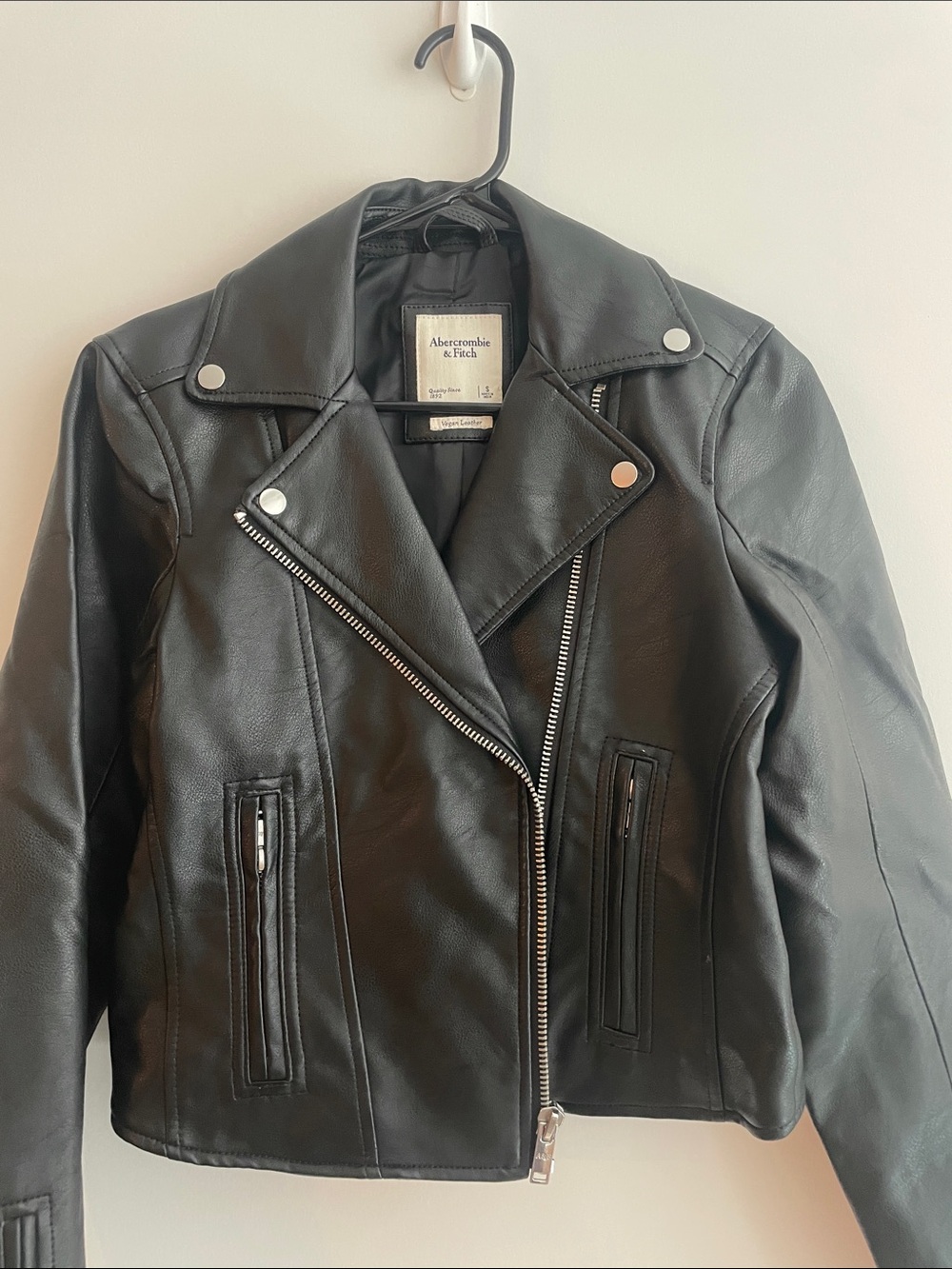 Abercrombie & Fitch Black Faux Leather Moto Jacket